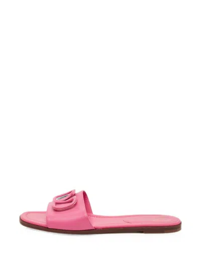 Pre-owned Valentino Garavani Vlogo Slide Flat Sandals In Pink