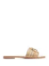 Valentino Garavani Vlogo Signature Metallic Leather Slide Sandal With Cornely Embroidery Woman Gold