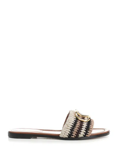 VALENTINO GARAVANI VLOGO SLIDE SANDAL SANDALS BEIGE