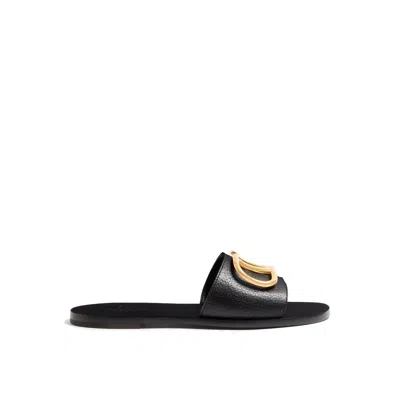 Valentino Garavani Vlogo Slide Sandals In Black