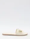 Valentino Vlogo Signature Flat Leather Sandals In Multi