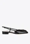 Valentino Garavani Vlogo Signature Patent Leather Slingback 20mm Woman Black 42 In Black