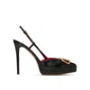 Valentino Womens Black Vlogo 120 Pointed-toe Leather Slingback Courts