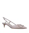 Valentino Garavani Womens Blush Vlogo 40 Pointed-toe Leather Slingback Courts In Nude