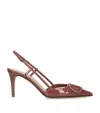 Valentino Garavani Vlogo Signature Patent Leather Slingback Pump 80mm Woman Brown 40.5 In Brown