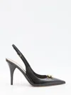 Valentino Vlogo 100 Embellished Patent-leather Slingback Pumps In Black