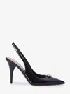 Valentino Garavani Black Slingback Pumps With Vlogo Detail In Leather Woman In Black