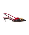 Valentino Pointed Toe Slimback Pump With Vintage-effect Brass Detail In Black