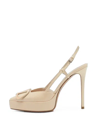 Pre-owned Valentino Garavani Vlogo Slingback Pumps In Neutrals
