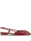 Valentino Vlogo Signature Square Toe Slingback Flats In Red