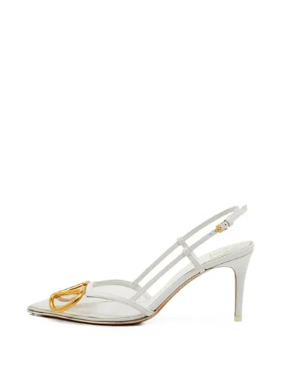 Pre-owned Valentino Garavani Vlogo Slingback Pumps In White