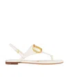 Valentino Garavani Vlogo Signature Sandals With Textured Leather Finish And Gold-tone Detail In Nude