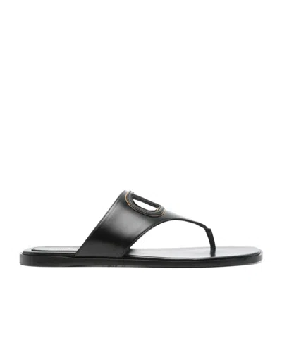 VALENTINO GARAVANI VALENTINO VLOGO PATCH CUT-OUT SLIP-ON SANDALS