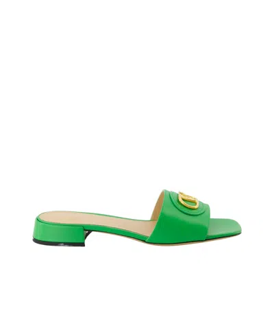 Valentino Garavani Vlogo Slippers In Green