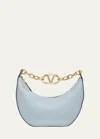 Valentino Garavani Vlogo Small Calfskin Moon Hobo Bag In Blue Porcellana