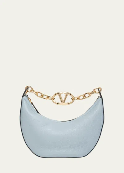 Valentino Garavani Vlogo Small Calfskin Moon Hobo Bag In Blue