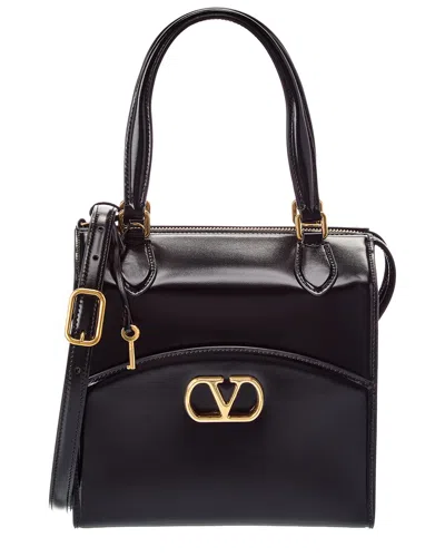 Valentino Garavani Valentino Vlogo Small Leather Satchel In Black