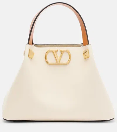 Valentino Garavani Vlogo Small Leather Tote Bag In White