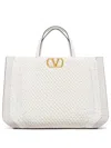 Valentino Vlogo Small Raffia And Leather Tote Bag In White