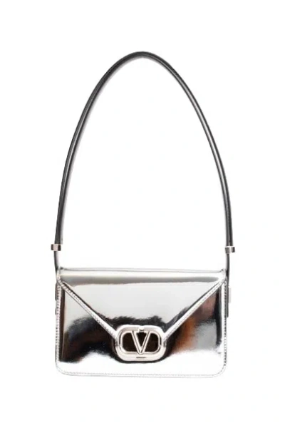 Valentino Garavani Vlogo Small Shoulder Bag In Silver