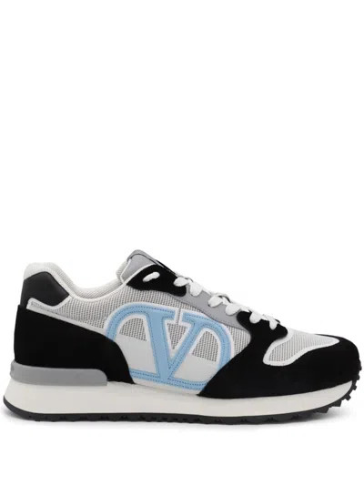 Valentino Garavani Grey And Black Sneakers In White