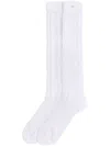Valentino White Cotton Socks With Vlogo Signature And Crochet Knit Texture In White