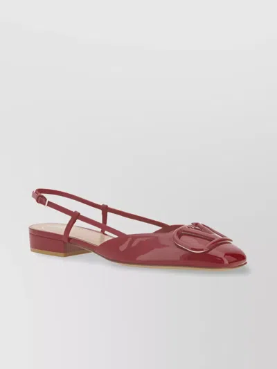 Valentino Garavani Vlogo Square Toe Patent Ballerinas In Red