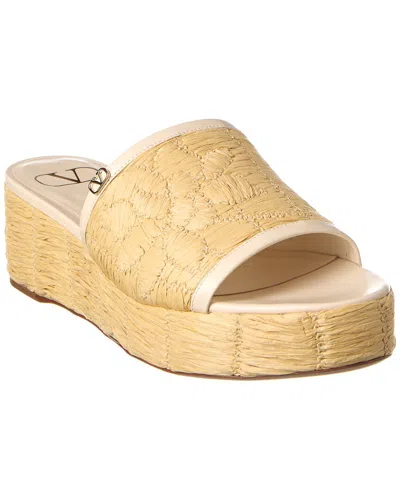 Valentino Garavani Valentino Vlogo Straw & Leather Platform Sandal In Multi