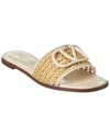 VALENTINO GARAVANI VALENTINO VLOGO STRAW & LEATHER SANDAL