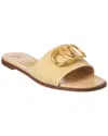 Valentino Embellished Vlogo Leather Slides With Open Toe In Nude