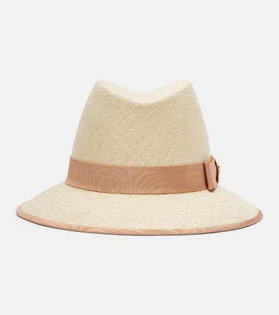 Valentino Garavani Vlogo Straw Panama Hat In Multi