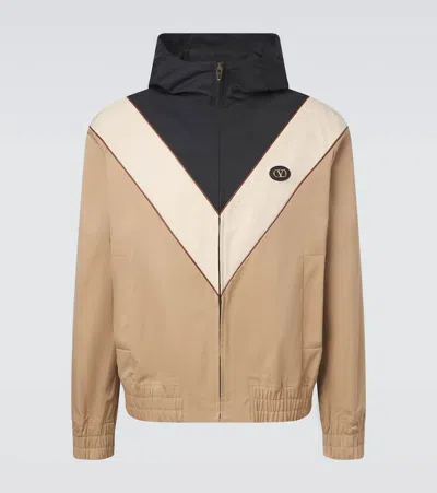 Valentino Garavani Inlaid V And Vlogo Patch Bomber Jacket Clothing In Neutral