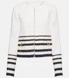 Valentino Embellished Striped Bouclã© Jacket In White