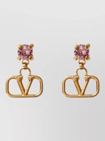 Valentino Garavani Vlogo Stud Earrings Featuring Crystal Detail In Gold