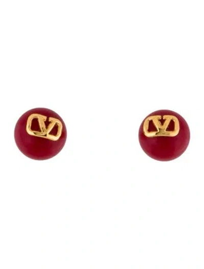 Pre-owned Valentino Garavani Vlogo Stud Earrings In Multi