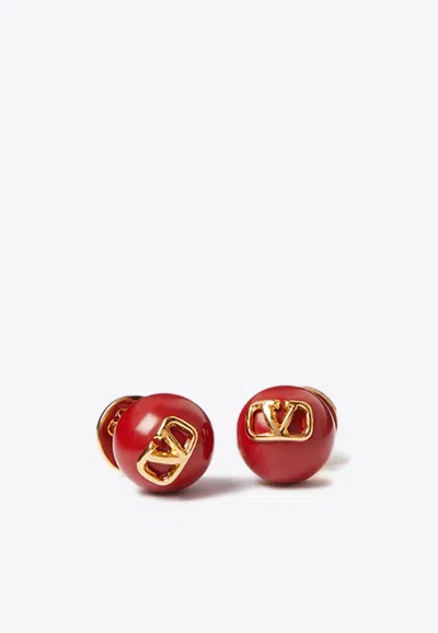 Valentino Garavani Vlogo Stud Earrings In Red