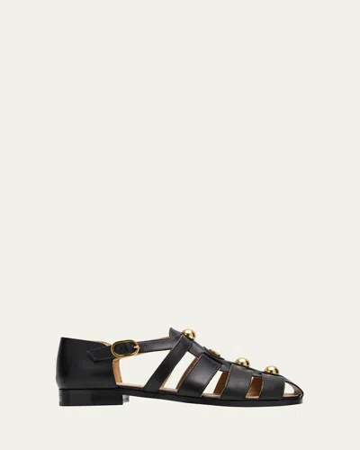 VALENTINO GARAVANI VLOGO STUD LEATHER FISHERMAN SANDALS