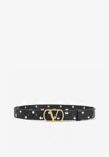 Valentino Garavani Vlogo Signature Belt In Shiny Calfskin 30 Mm Woman Black 100 In Black