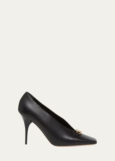 Valentino Garavani Vlogo Studio Leather Medallion Pumps In Nero