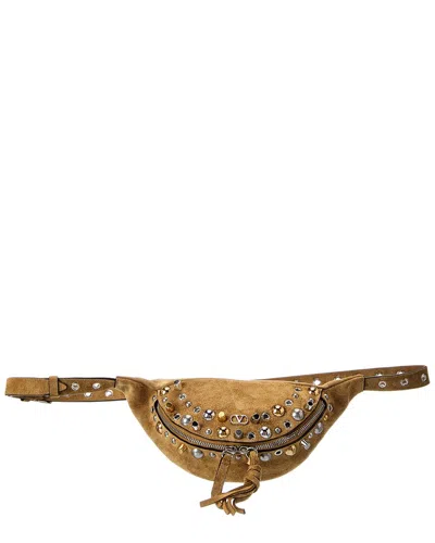 Valentino Garavani Valentino Vlogo Suede Belt Bag In Brown