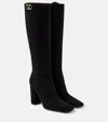 Valentino Leather Boots With Logo Detail In Schwarz