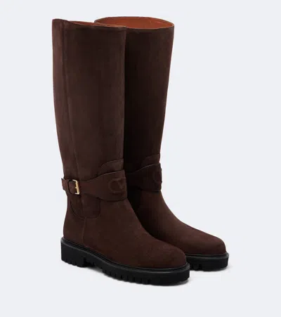 Valentino Garavani Vlogo Signature Suede Ankle Boots In Brown