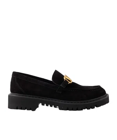 Valentino Garavani Vlogo 30 Suede Loafers In Black