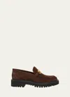 Valentino Garavani Vlogo Suede Medallion Loafers In Kg8 Fondant