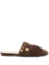 Valentino Brown Suede Plaster Caster Mules In Brown