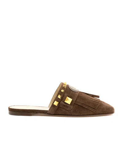 VALENTINO GARAVANI VALENTINO GARAVANI ROCKSTUD FRINGED DETAILED MULES