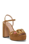 Valentino Vlogo Sunflower Embroidered Platform Sandal In Brown