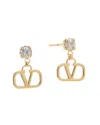 Valentino Garavani Gold Vlogo Signature Earrings With Silver Swarovski Women In Gold
