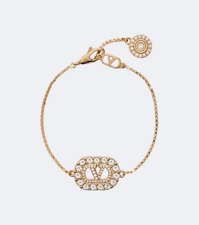 Valentino Garavani Vlogo Swarovski-embellished Bracelet In Gold