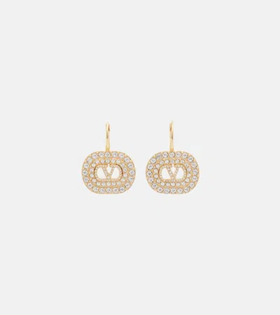 Valentino Garavani Vlogo Swarovski-embellished Earrings In Gold